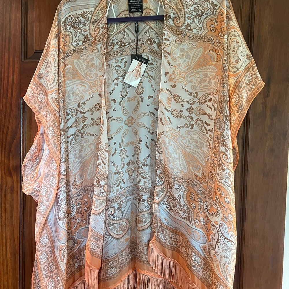 City Chic Orange and Cream Paisley Tunic